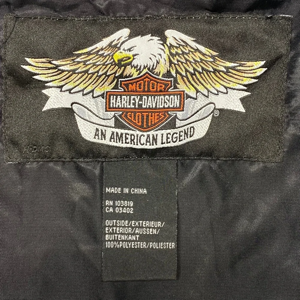 Harley Davidson Jacket Black L‎ Full Zip Nylon Lightweight Windbreaker Riding